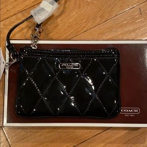 New: Coach black patent leather wristlet